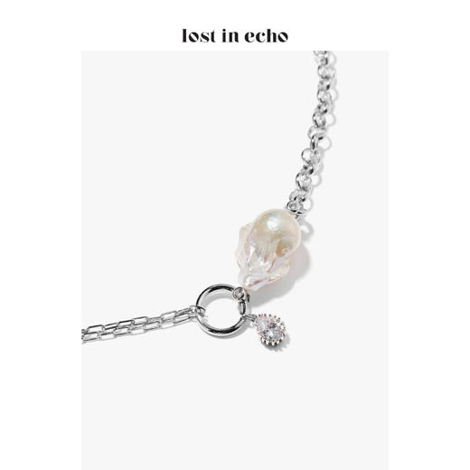 lost in echo吴昕同款巴洛克珍珠水滴锆石人鱼泪meta不对称项链 商品图3