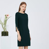 EITIE爱特爱女装秋款时尚气质通勤职业显瘦喇叭袖连衣裙女中裙C2007520 商品缩略图2