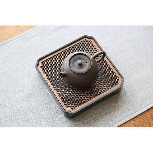 缘石台/君子系列/方寸 手编铜+玉檀砚 茶盘干泡台壶承 商品图11