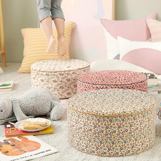 天然棕榈坐垫圆形复古碎花棕榈垫 商品图2