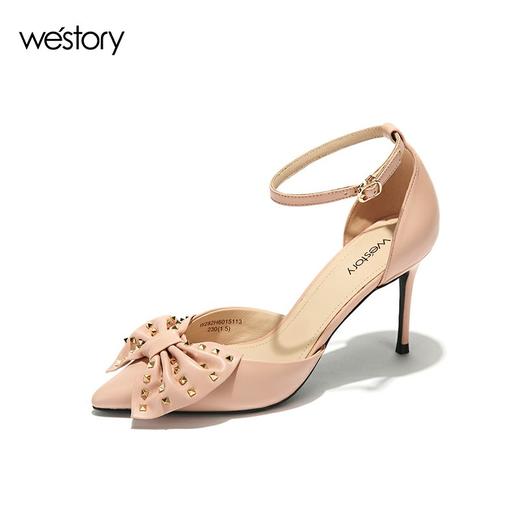 westory高跟蝴蝶结亮钻一字带凉鞋百搭W282H60151 商品图1