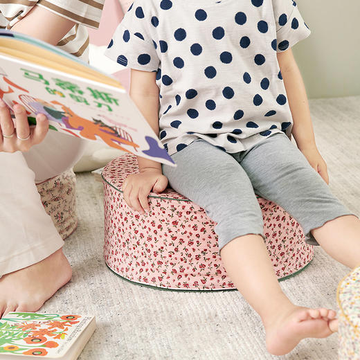 天然棕榈坐垫圆形复古碎花棕榈垫 商品图3