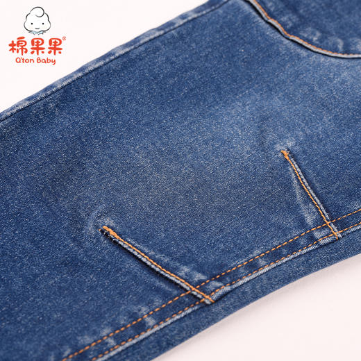 棉果果春秋季男童弹力酸枝牛仔挂里长裤M312200220513 商品图3