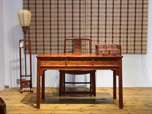 红桥红  家具严选  缅甸花梨（大果紫檀）  【128三抽屉小书桌组合】 商品图1