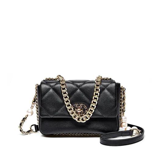 QSL1372新款真皮小香风绣线菱格包 商品图6