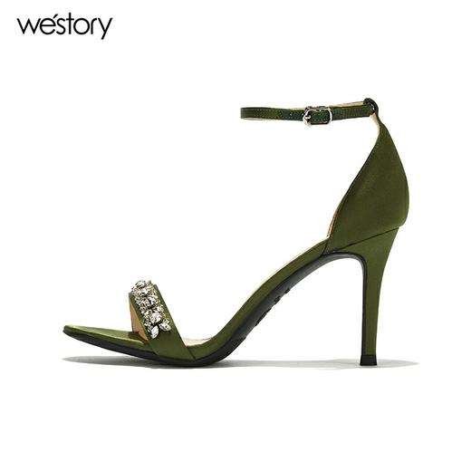 westory高跟亮钻一字带凉鞋百搭W282G60101 商品图3