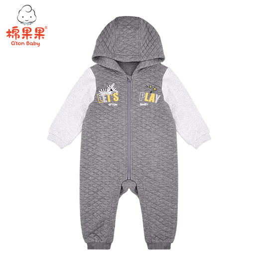 棉果果秋季男童空气层挂里连帽对开连体衣连身衣哈衣M312722620519 商品图2