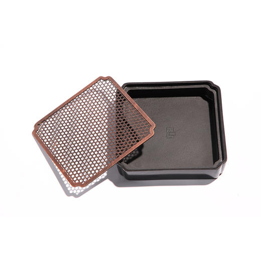 缘石台/君子系列/方寸 手编铜+玉檀砚 茶盘干泡台壶承 商品图6