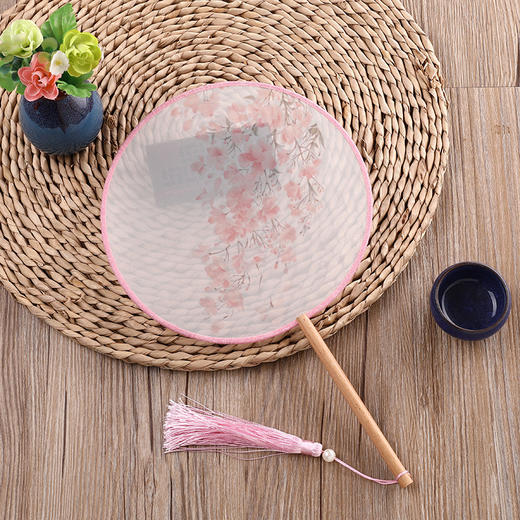 【流苏木柄团扇、2把】团扇舞蹈扇汉服女式拍照居家日用半透明古风圆形扇 商品图3