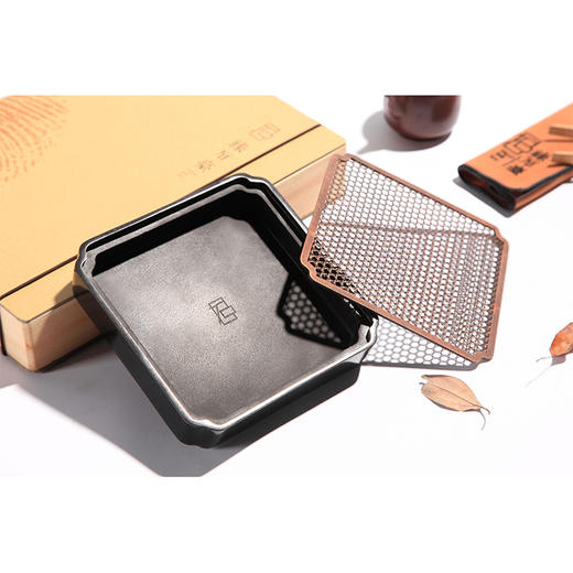 缘石台/君子系列/方寸 手编铜+玉檀砚 茶盘干泡台壶承 商品图8