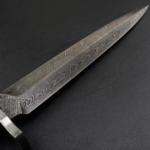 雷神之火瑞粉大马士革直刀收藏刀猛犸齿化石手柄