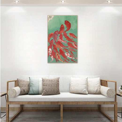 贾宽艺术复制画《鸿运满堂》/画芯尺寸88*146cm/已装框