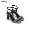 westory高跟格纹一字带凉鞋百搭W282G60361 商品缩略图1