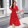 WZNH-ZYDX7705配腰带  圆点新款V领韩版优雅百搭潮流收腰显瘦连衣裙 商品缩略图3