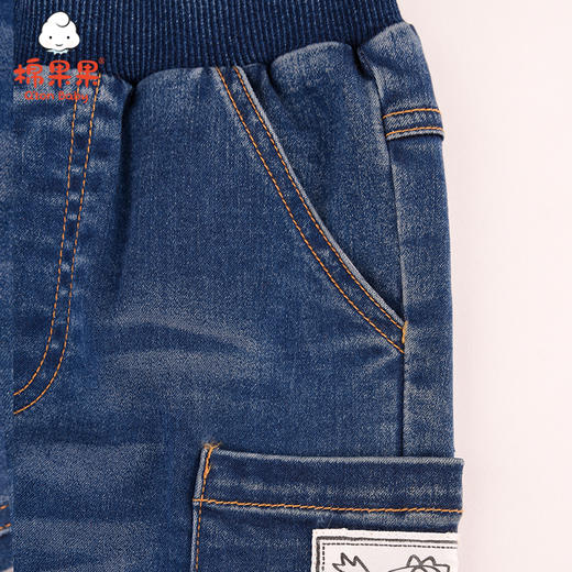 棉果果春秋季男童弹力酸枝牛仔挂里长裤M312200220513 商品图1