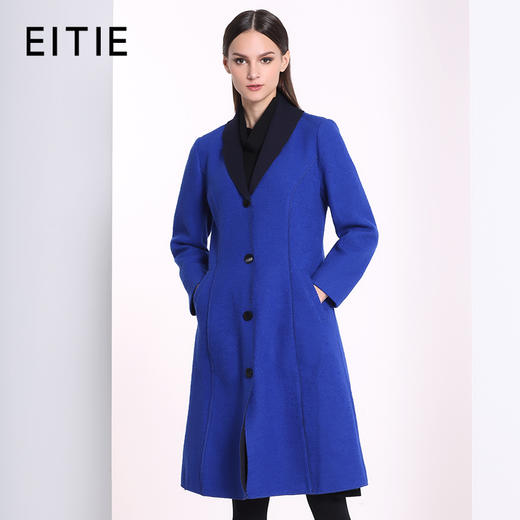 EITIE爱特爱秋季款撞色拼接时尚优雅毛呢大衣5214927 商品图0