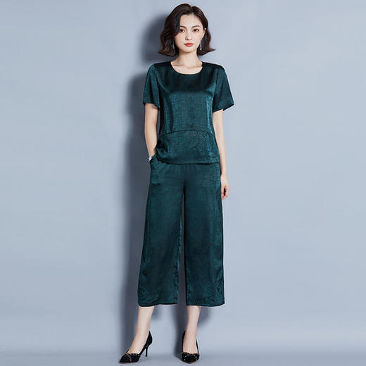 AHM-yh205新款复古气质妈妈装刺绣提花套装 商品图3