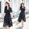 WZNH-ZYDX7705配腰带  圆点新款V领韩版优雅百搭潮流收腰显瘦连衣裙 商品缩略图0