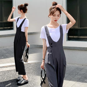 WZNH-AML72012韩版宽松流行洋气气质薄款背带裤