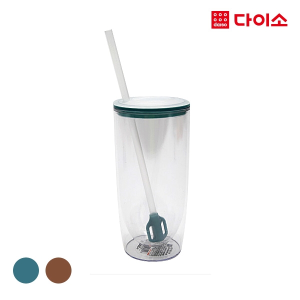 双层隔热杯吸管杯470ML-1007139大创杯子水杯 Daiso cup 颜色随机JPY带授权招加盟代理