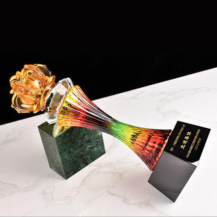 水晶琉璃奖杯定制定做创意皇冠高档玻璃志愿者纪念品荣誉颁奖刻字 商品图3