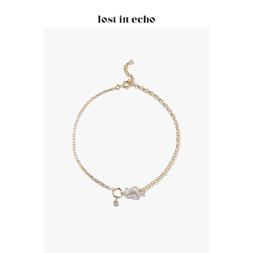 lost in echo吴昕同款巴洛克珍珠水滴锆石人鱼泪meta不对称项链 商品图2