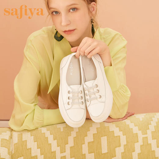 商场同款 | 索菲娅春夏拼接一脚蹬低跟小白鞋休闲鞋SF01112053 商品图4