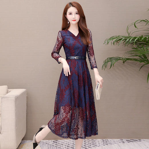 YWE  KSF19A506阔太太气质高贵蕾丝连衣裙 商品图2