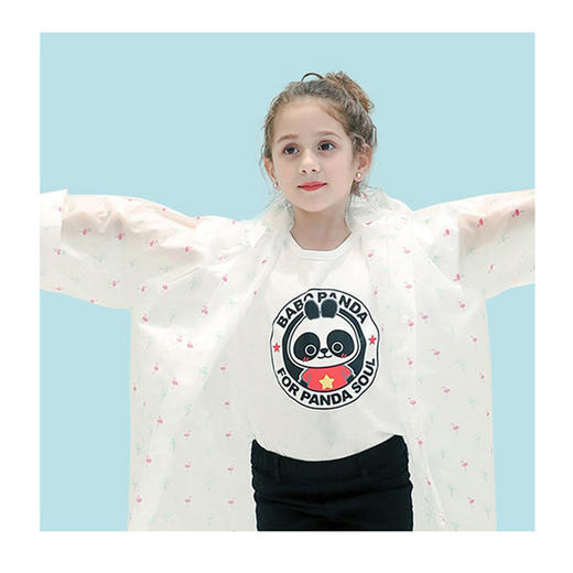 火烈鸟韩版儿童雨衣男女童透明厚款创意火烈鸟图案防水雨披PS20816 商品图3