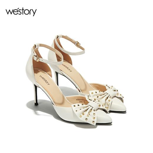 westory高跟蝴蝶结亮钻一字带凉鞋百搭W282H60151 商品图2