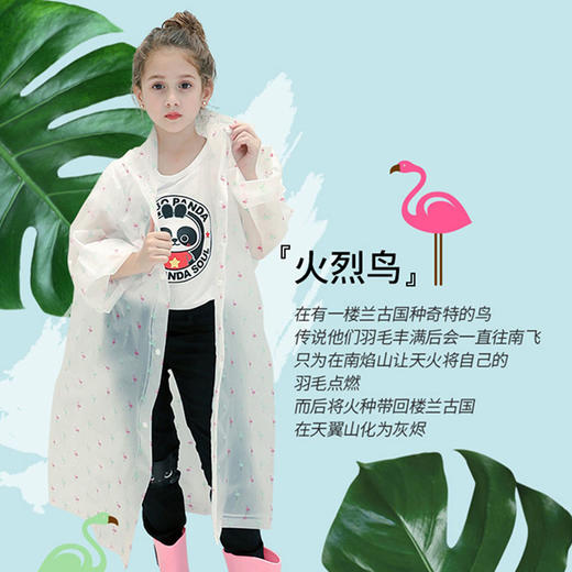 火烈鸟韩版儿童雨衣男女童透明厚款创意火烈鸟图案防水雨披PS20816 商品图0