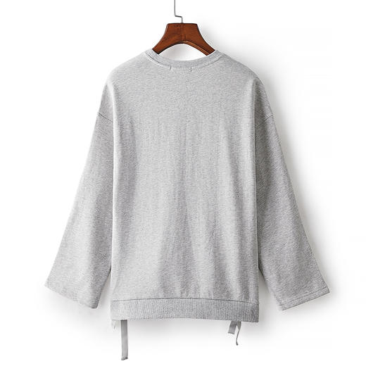 原价199 特卖价59 艾格女装 简约字母绑带圆领棉质薄绒卫衣 142623 ou