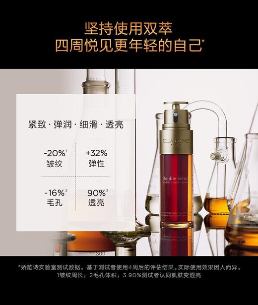 正装30ml售价695 让皮肤发光的精华！Clarins娇韵诗双萃赋活修护精华露小样0.9ml片装 保湿紧致抗老抗氧化/改善红血丝 熬夜脸必备 敏感肌/孕妇可用 拍10片减20只要98 拍20片还包邮 商品图4
