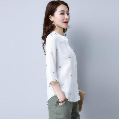 MZ5579七分袖棉麻上衣绣花棉t恤 商品图3