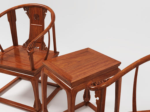 红桥红  家具严选  缅甸花梨（大果紫檀）  【带托泥 皇宫 圈椅 三件套】 商品图4