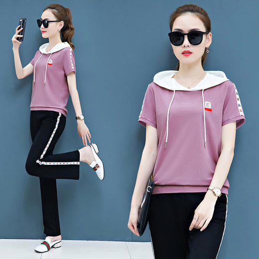 SP-LMT9613x新款潮流时尚气质连帽休闲运动两件套 商品图2