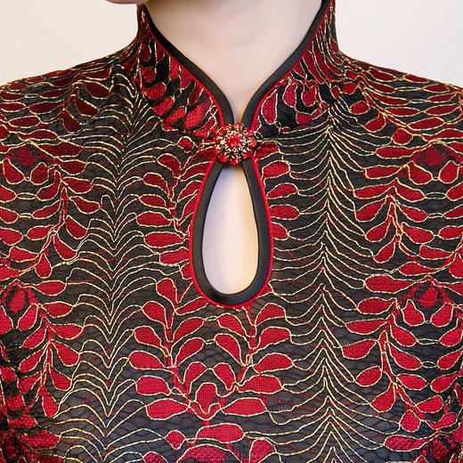 XL-9188新款中国风大码走秀蕾丝旗袍长款舞台演出旗袍 商品图3