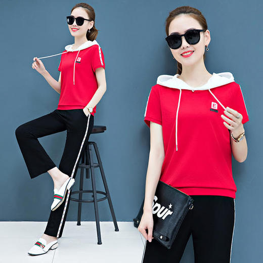 SP-LMT9613x新款潮流时尚气质连帽休闲运动两件套 商品图1