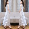 YML-qh0273夏季修身海边度假沙滩裙波点无袖挂脖v领长裙子 商品缩略图0