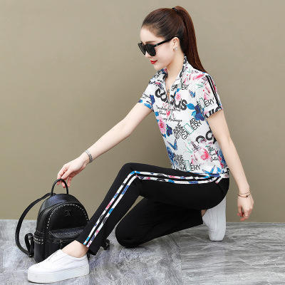 SPBGB2369立领印花短袖运动服休闲两件套 商品图4