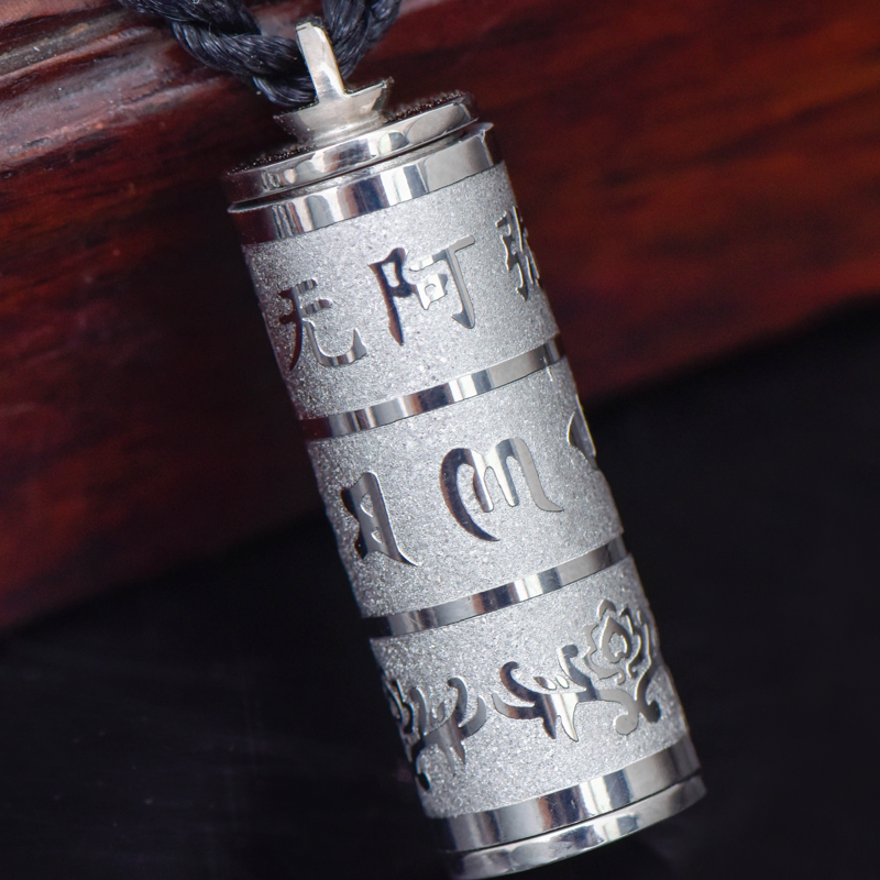 钛钢转筒式项链 磨砂钢色金色双色可选 二合一吊坠 立体浮雕 男女百搭款包邮