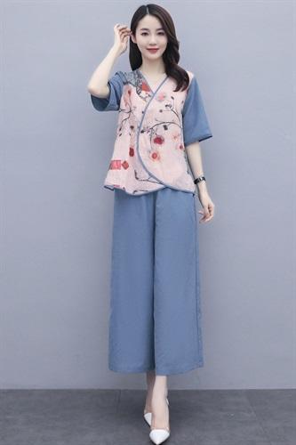 HR-YRN9937复古中国风，时尚印花两件套 商品图4