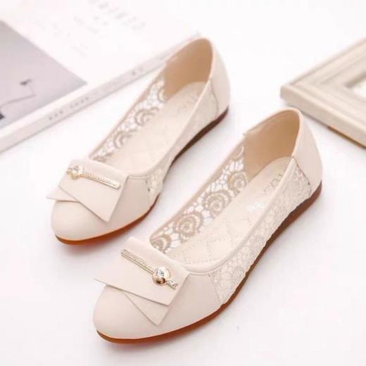 W-6586新款坡跟时尚百搭工作休闲平底豆豆软底小皮鞋 商品图4