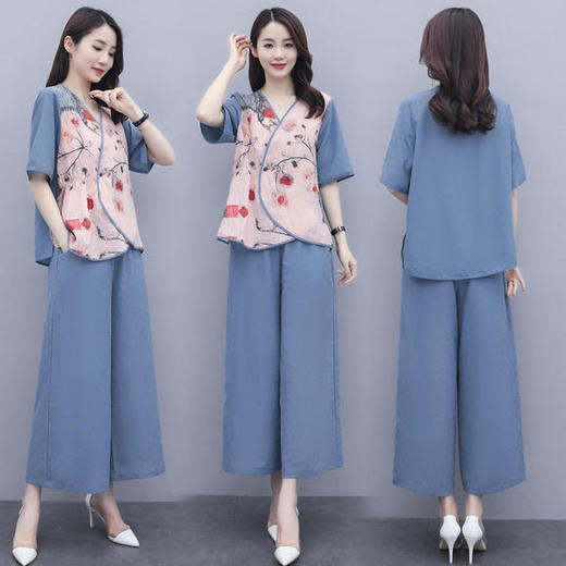 HR-YRN9937复古中国风，时尚印花两件套 商品图1