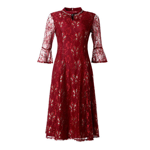 LC-1938妈妈装新款气质阔太太复古蕾丝刺绣连衣裙 商品图4