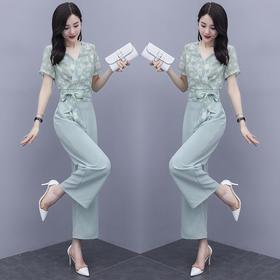 YSL-新品浅色小雏菊小个子雪纺碎花套装