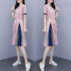 LRYY-R04XJM792768新款大码胖妹妹时尚减龄拼色中长款连衣裙 商品缩略图3