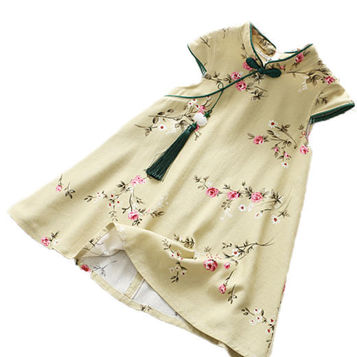 HZC-HNB2208G女童连衣裙夏新款洋气绣花旗袍流苏公主裙 商品图4