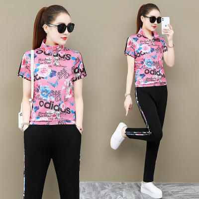 SPBGB2369立领印花短袖运动服休闲两件套 商品图3