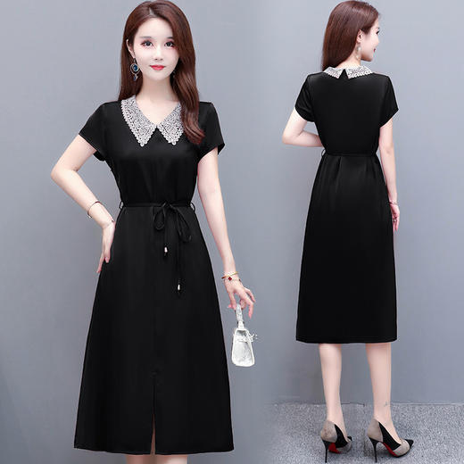 GWY-KED2036醋酸缎面中长款翻领气质通勤不规则裙子 商品图3